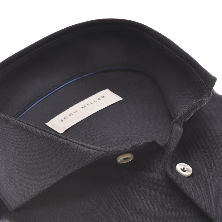 John Miller Slim Fit zwart-100 % Katoen-HEREN SHIRTS-Zwart