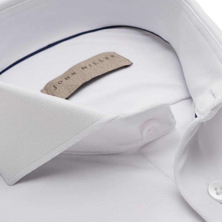 John Miller stretch slim NOS-89% polyamide, 11% elasthaan-HEREN SHIRTS-Wit