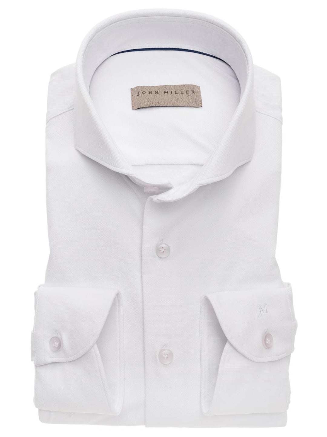 John Miller stretch slim NOS-89% polyamide, 11% elasthaan-HEREN SHIRTS-Wit