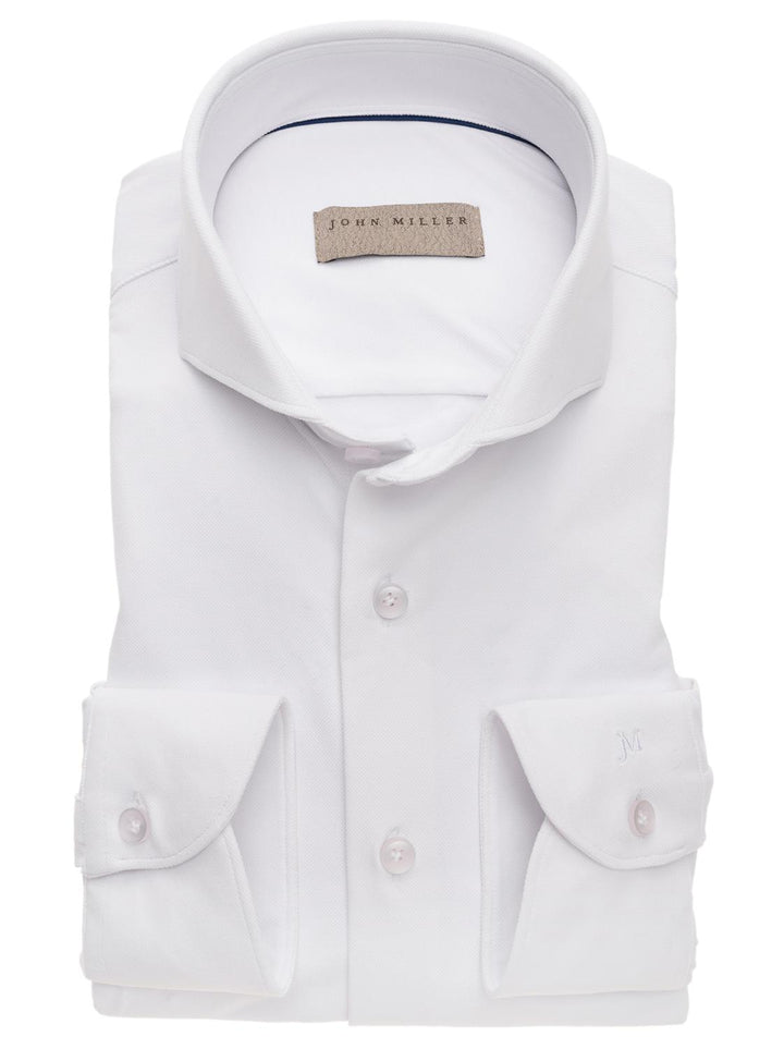 John Miller stretch slim NOS-89% polyamide, 11% elasthaan-HEREN SHIRTS-Wit