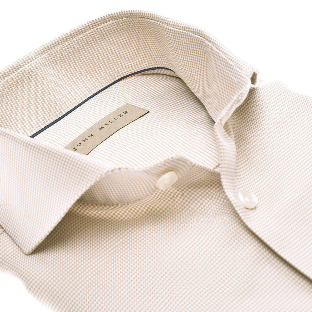 John Miller tailord fit extra lange mouw-100% katoen<br />-HEREN SHIRTS-Beige