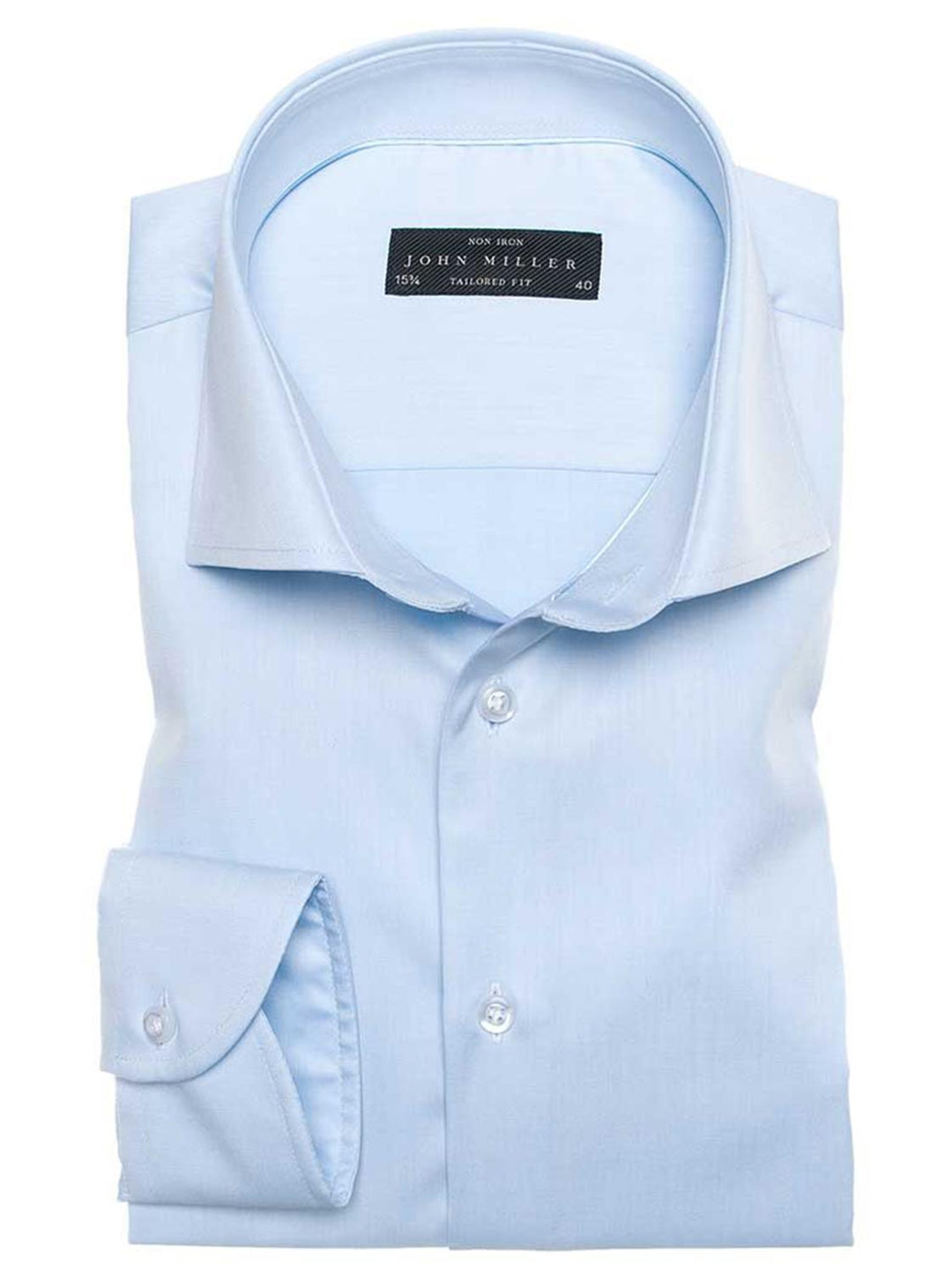John Miller Tailored Fit-100% katoen-HEREN SHIRTS-Blauw