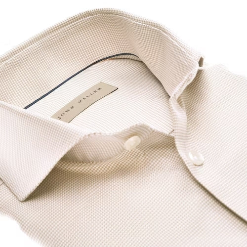John Miller tailored fit beige -100% katoen<br />-HEREN SHIRTS-Beige