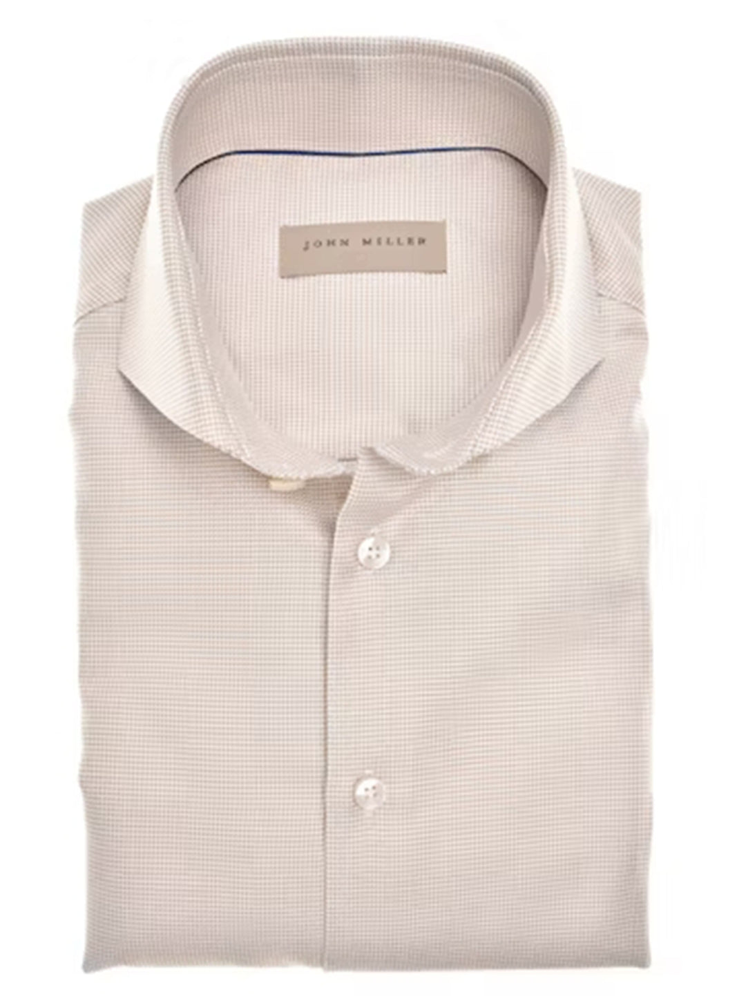 John Miller tailored fit beige -100% katoen<br />-HEREN SHIRTS-Beige