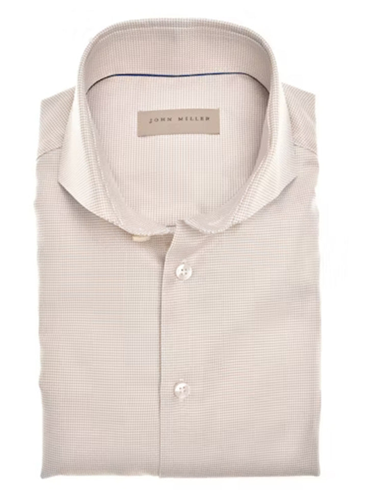 John Miller tailored fit beige -100% katoen<br />-HEREN SHIRTS-Beige