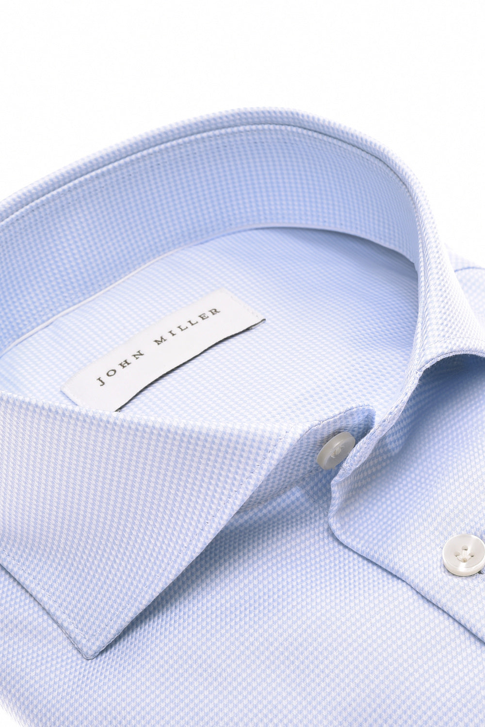 John Miller Tailored Fit  – Blauw-100% katoen-HEREN SHIRTS-Blauw