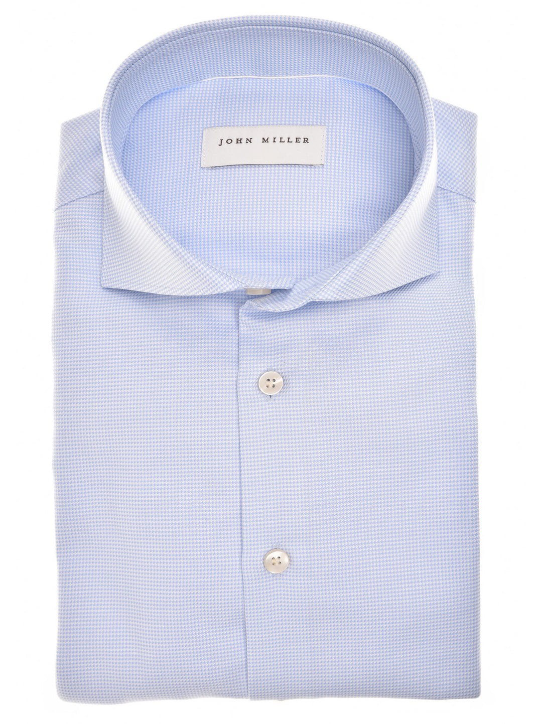 John Miller Tailored Fit  – Blauw-100% katoen-HEREN SHIRTS-Blauw
