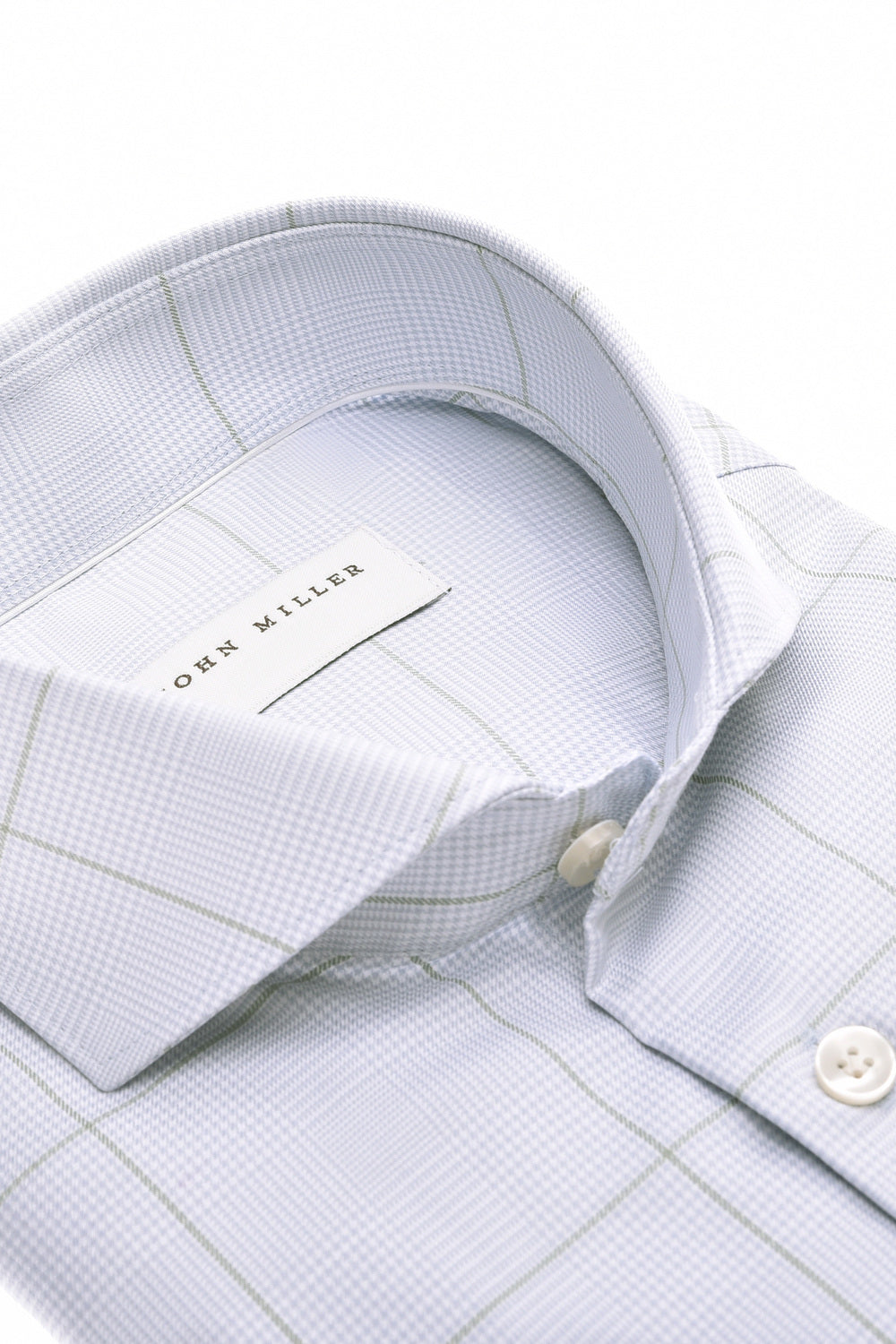 John Miller Tailored Fit  – Blauw-100% katoen-HEREN SHIRTS-Blauw