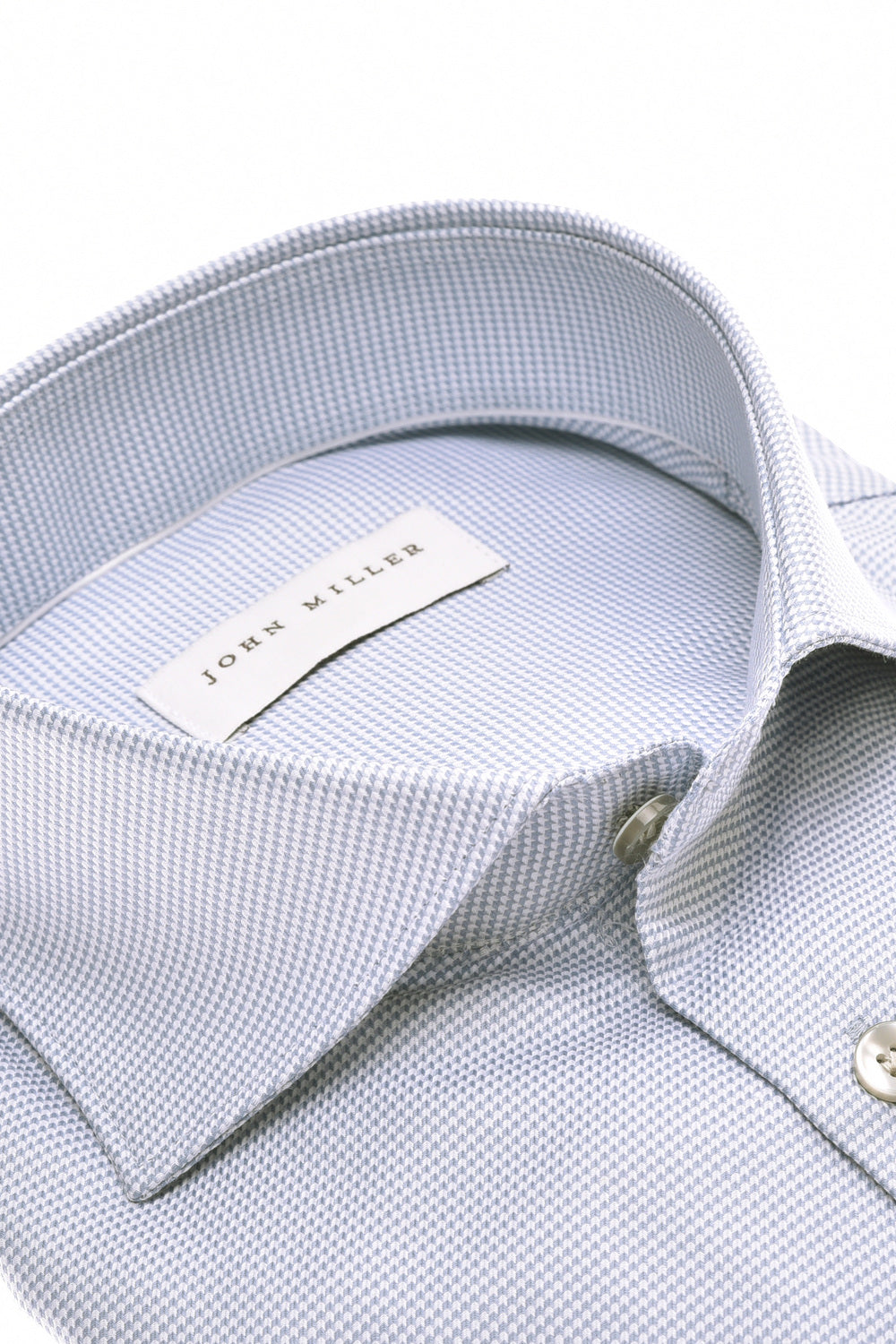 John Miller Tailored Fit  – Blauw-100% katoen-HEREN SHIRTS-Blauw