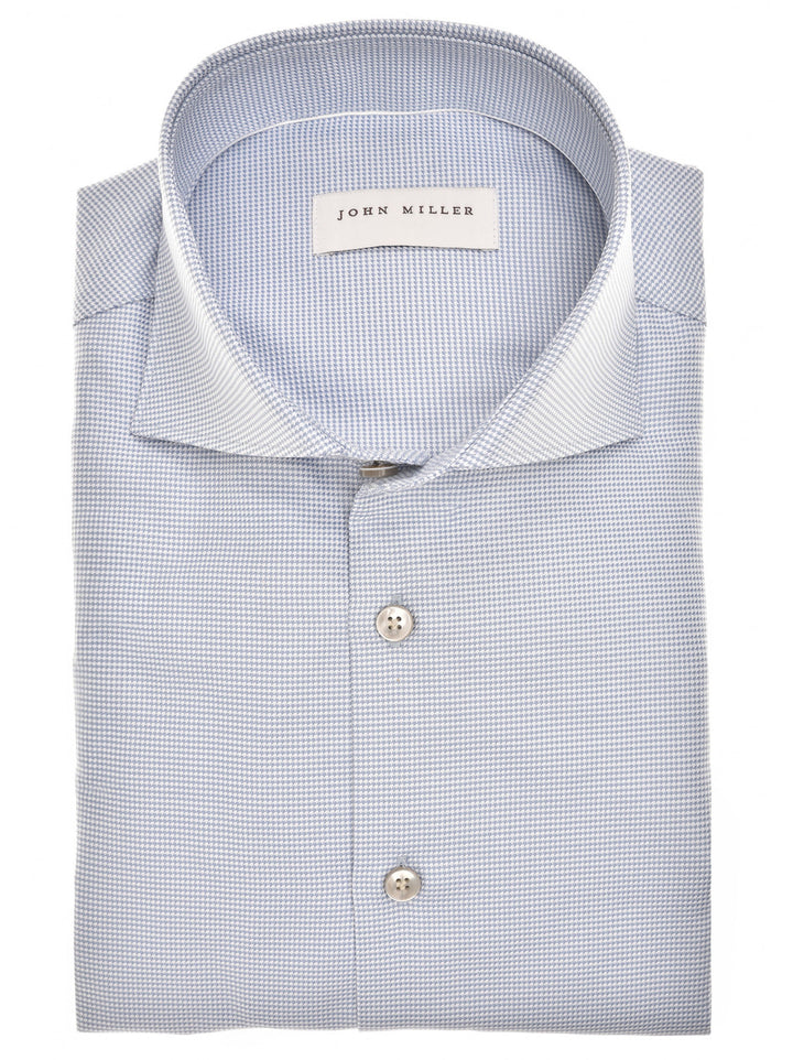 John Miller Tailored Fit  – Blauw-100% katoen-HEREN SHIRTS-Blauw