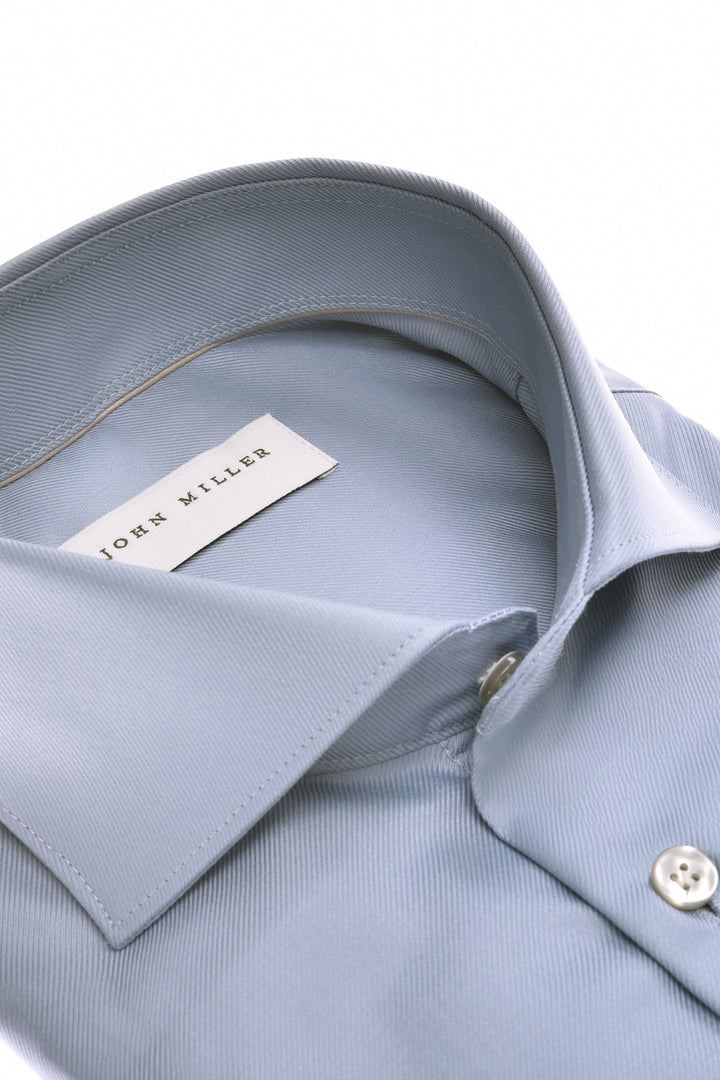 John Miller Tailored Fit  – Blauw-100% katoen-HEREN SHIRTS-Blauw