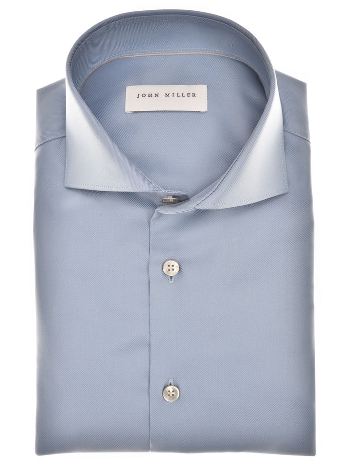 John Miller Tailored Fit  – Blauw-100% katoen-HEREN SHIRTS-Blauw