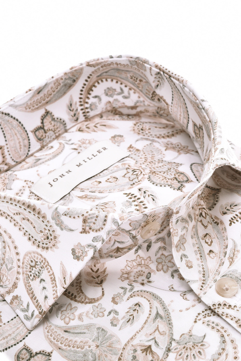 John Miller Tailored Fit  – Bruin-100% katoen-HEREN SHIRTS-Bruin