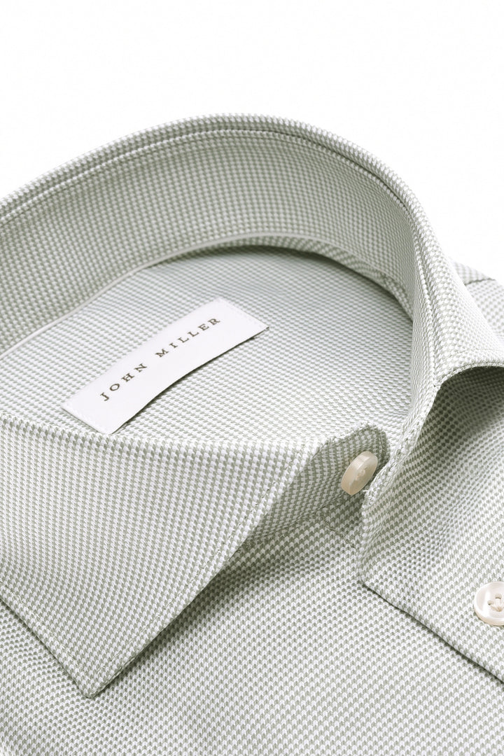  John Miller Tailored Fit  – Groen-100% katoen-HEREN SHIRTS-Groen