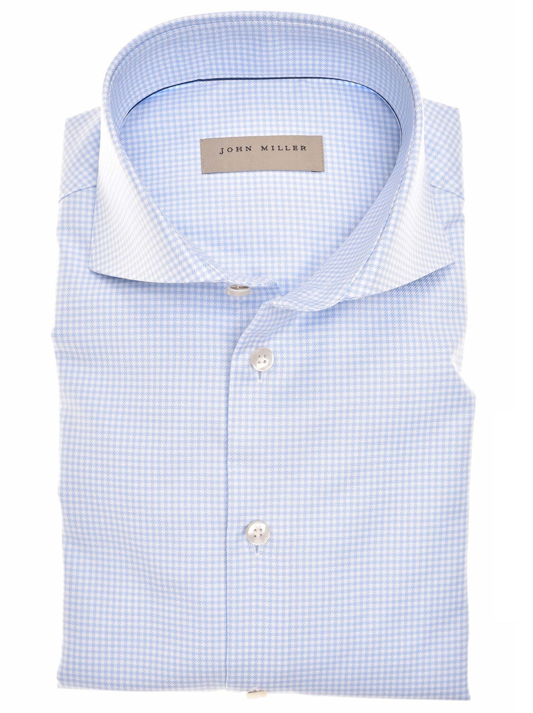 John Miller Tailored Fit lichtblauw-100 % Katoen-HEREN SHIRTS-Blauw