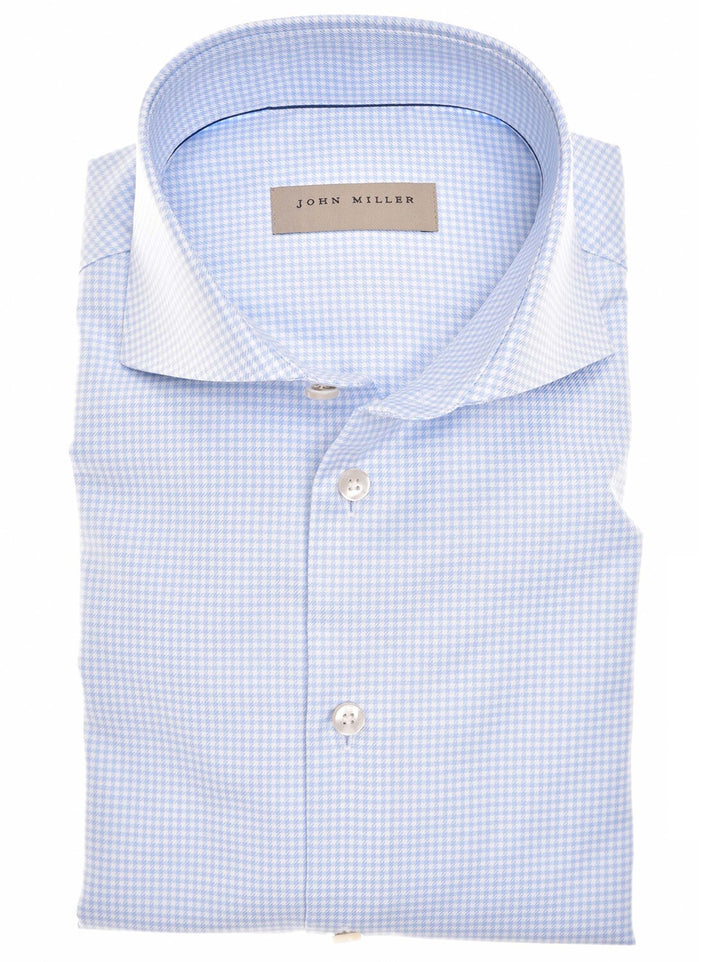 John Miller Tailored Fit lichtblauw-100 % Katoen-HEREN SHIRTS-Blauw