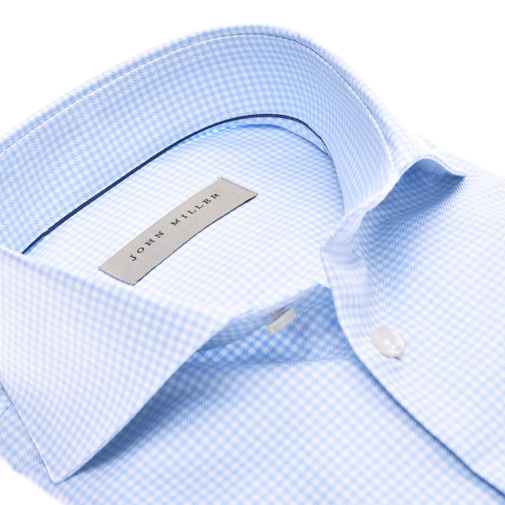 John Miller Tailored Fit lichtblauw-100 % Katoen-HEREN SHIRTS-Blauw