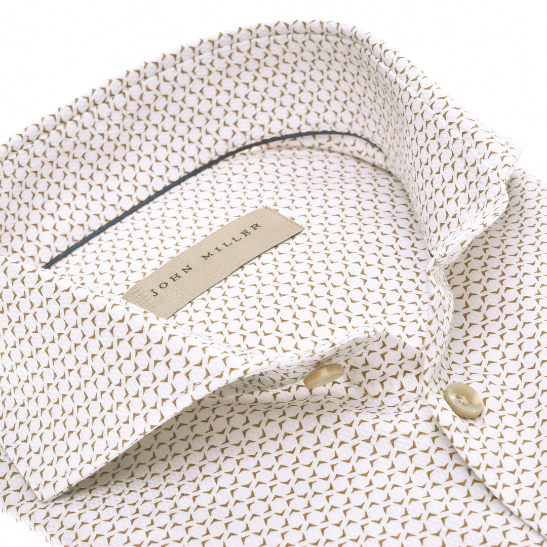 John Miller Tailored Fit lichtbruin-100 % Katoen-HEREN SHIRTS-Bruin