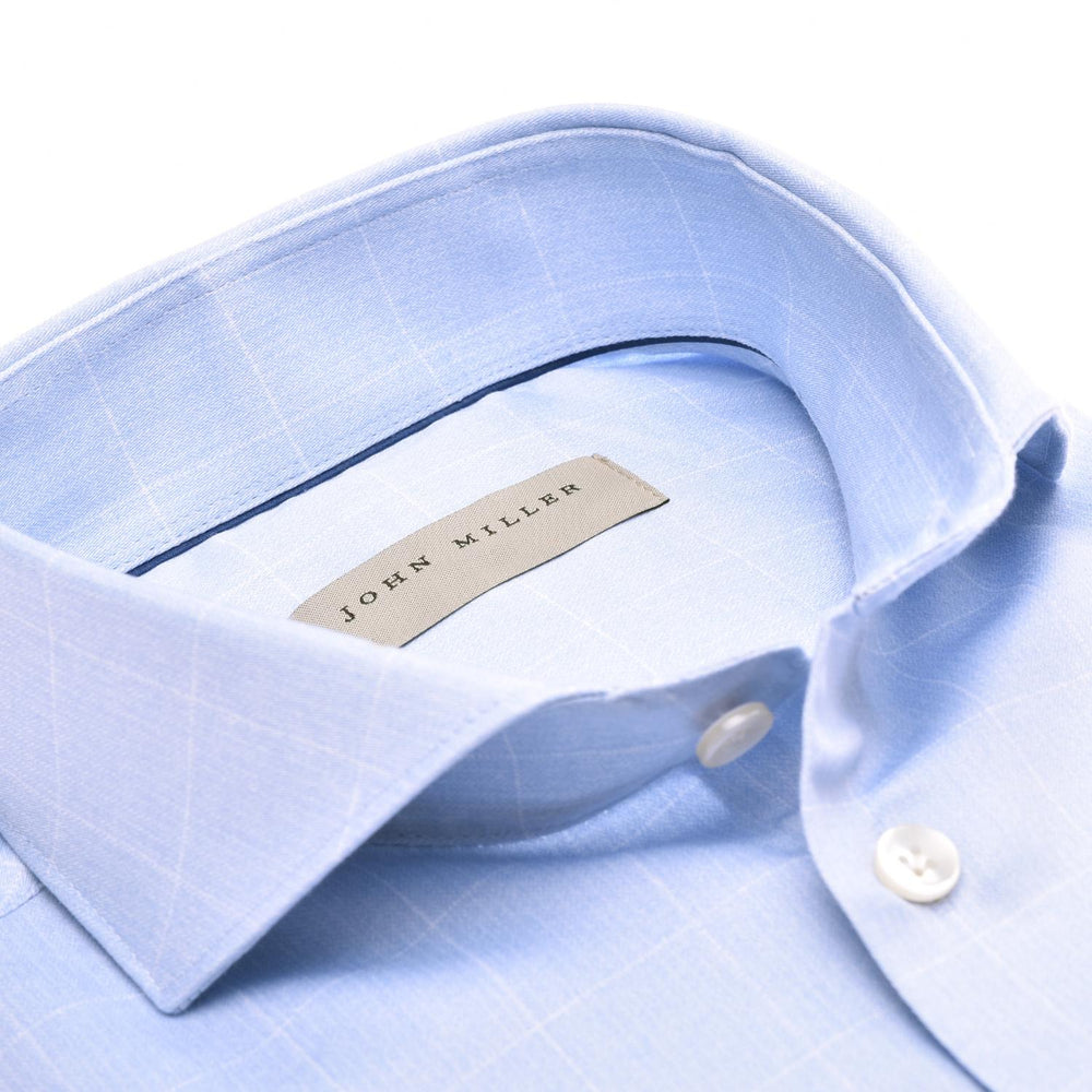 John miller tailored fit ML7-100% Katoen-HEREN SHIRTS-Blauw