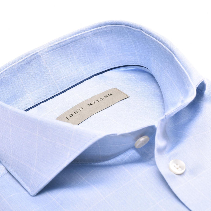 John miller tailored fit ML7-100% Katoen-HEREN SHIRTS-Blauw