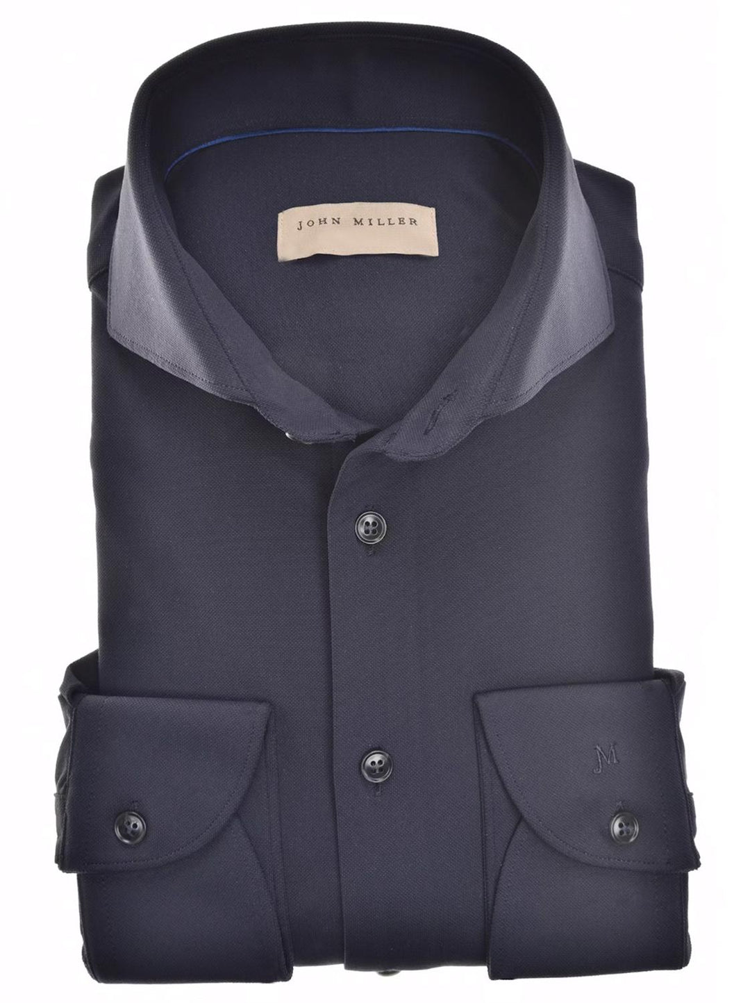 John miller tailored fit NOS-89% polyamide, 11% elasthaan-HEREN SHIRTS-Blauw