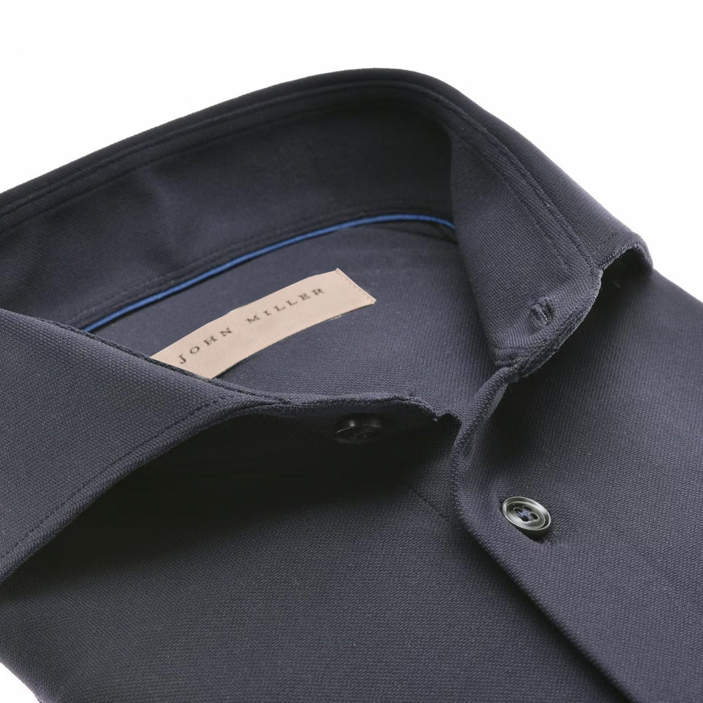 John miller tailored fit NOS-89% polyamide, 11% elasthaan-HEREN SHIRTS-Blauw