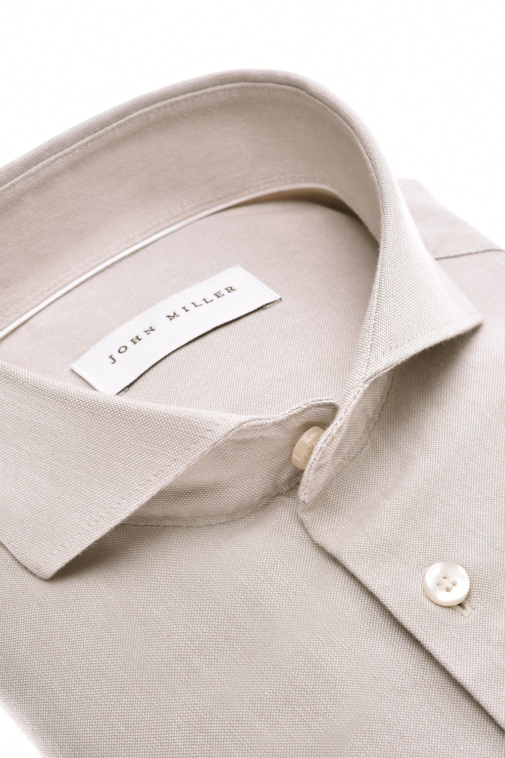 John Miller Tailored Fit Overhemd – Beige-100% katoen-HEREN SHIRTS-Beige