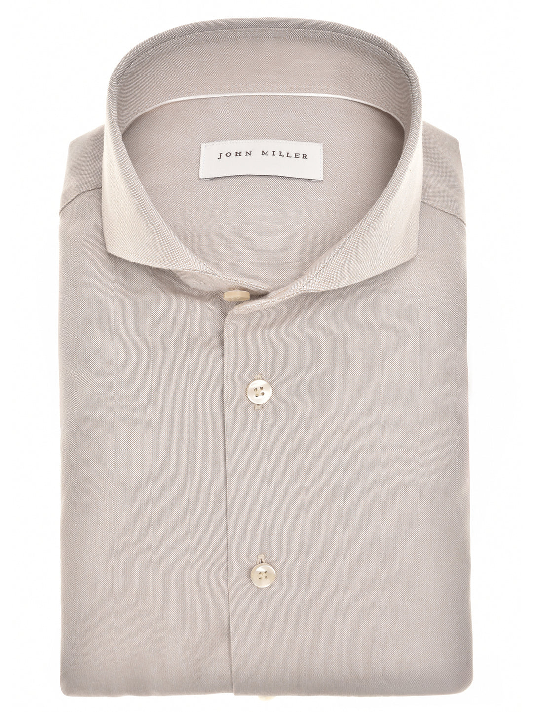John Miller Tailored Fit Overhemd – Beige-100% katoen-HEREN SHIRTS-Beige