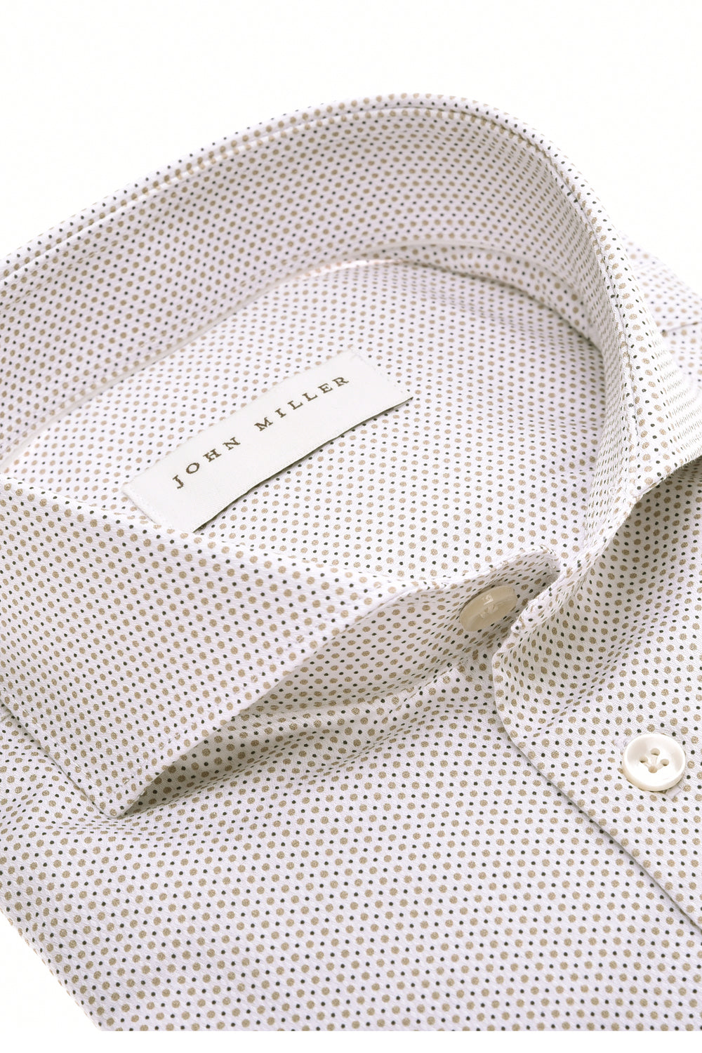 John Miller Tailored Fit Overhemd – Beige-100% katoen-HEREN SHIRTS-Beige