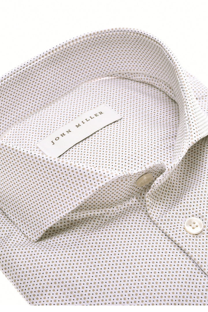 John Miller Tailored Fit Overhemd – Beige-100% katoen-HEREN SHIRTS-Beige