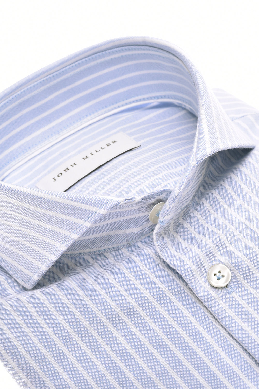 John Miller Tailored Fit Overhemd – Blauw-100% katoen-HEREN SHIRTS-Blauw