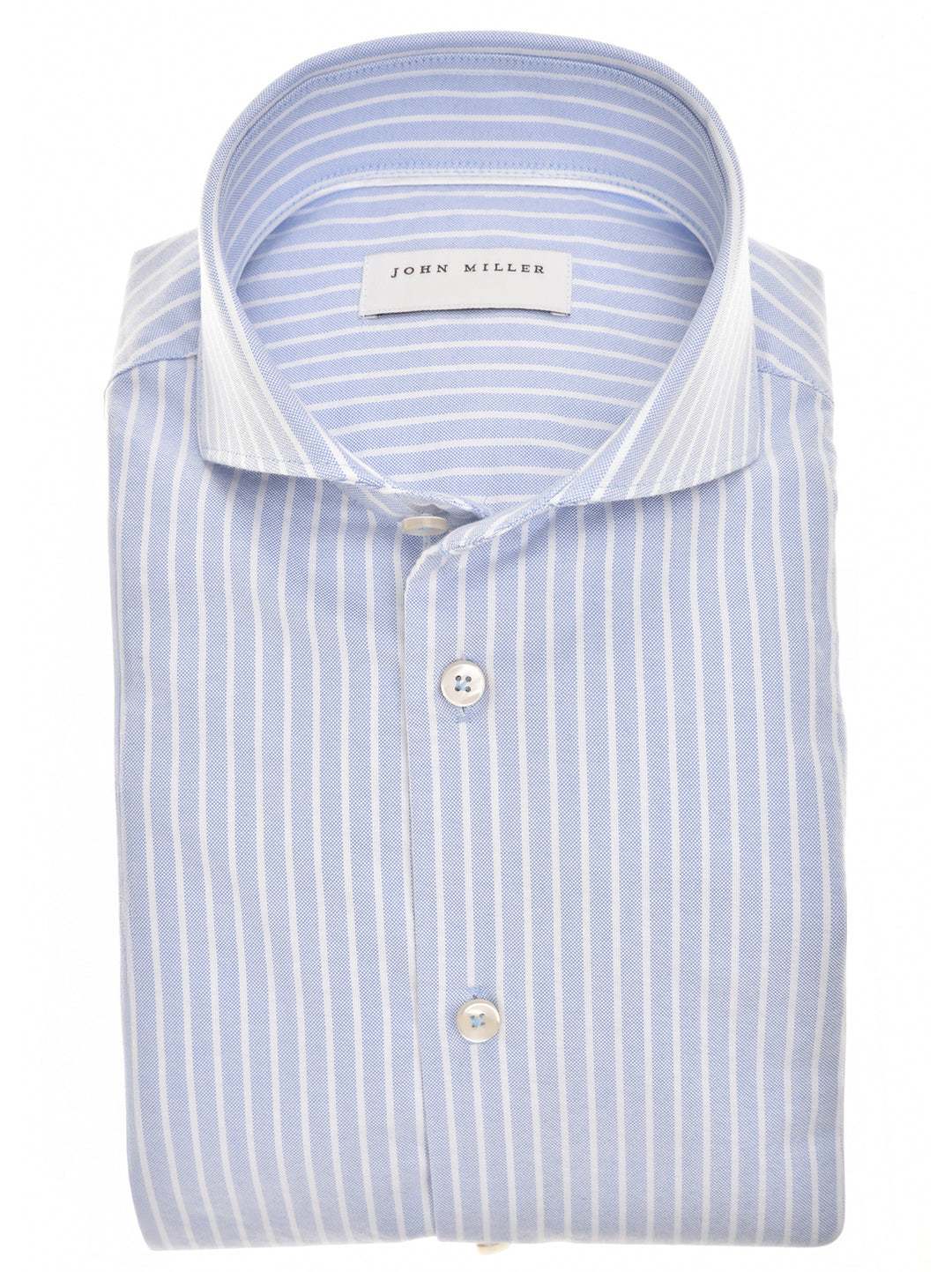 John Miller Tailored Fit Overhemd – Blauw-100% katoen-HEREN SHIRTS-Blauw