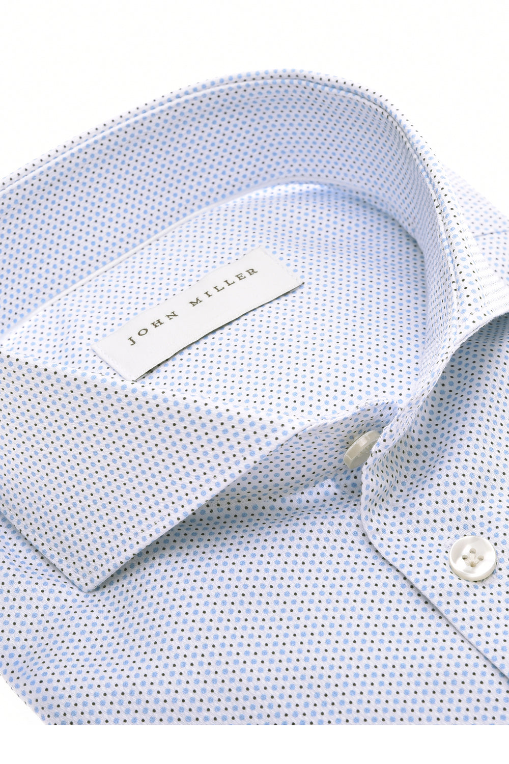 John Miller Tailored Fit Overhemd – Blauw-100% katoen-HEREN SHIRTS-Blauw