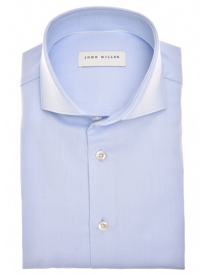 John Miller Tailored Fit Overhemd – Blauw-100% katoen-HEREN SHIRTS-Blauw