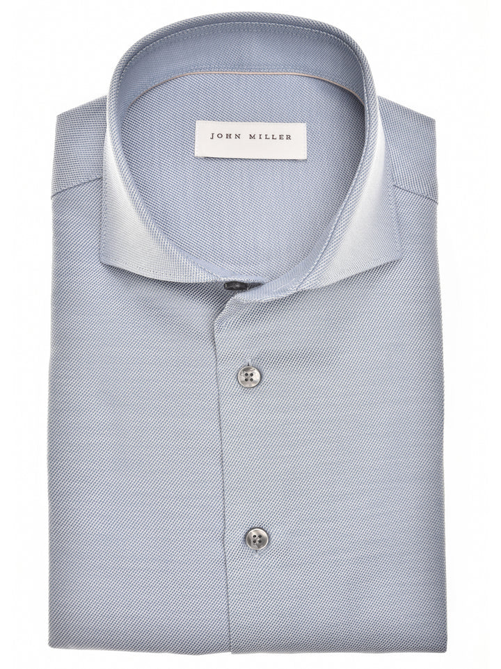 John Miller Tailored Fit Overhemd – Blauw-100% katoen-HEREN SHIRTS-Blauw