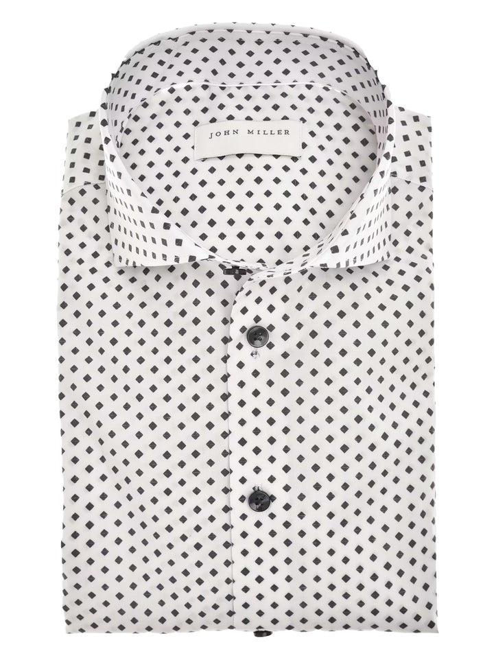 John Miller Tailored Fit overhemd – Blauw-97% katoen, 3% elastaan-HEREN SHIRTS-Blauw