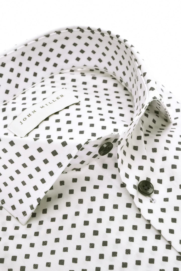 John Miller Tailored Fit overhemd – Blauw-97% katoen, 3% elastaan-HEREN SHIRTS-Blauw