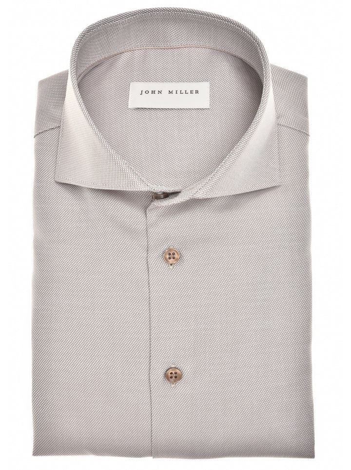 John Miller Tailored Fit Overhemd – Bruin-100% katoen-HEREN SHIRTS-Bruin