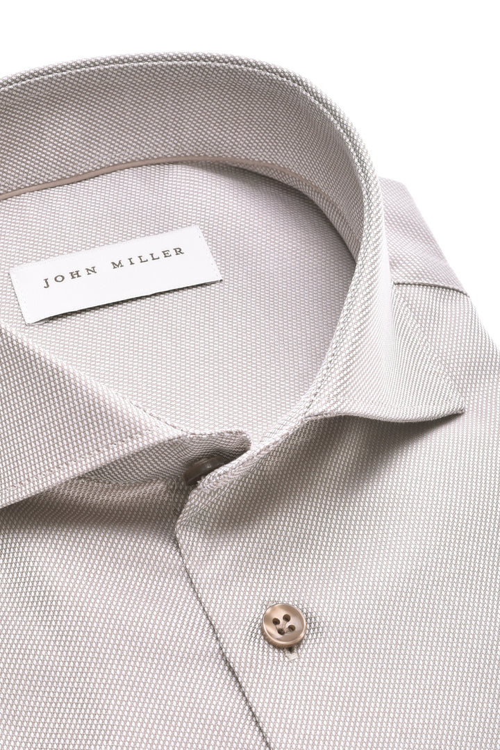 John Miller Tailored Fit Overhemd – Bruin-100% katoen-HEREN SHIRTS-Bruin