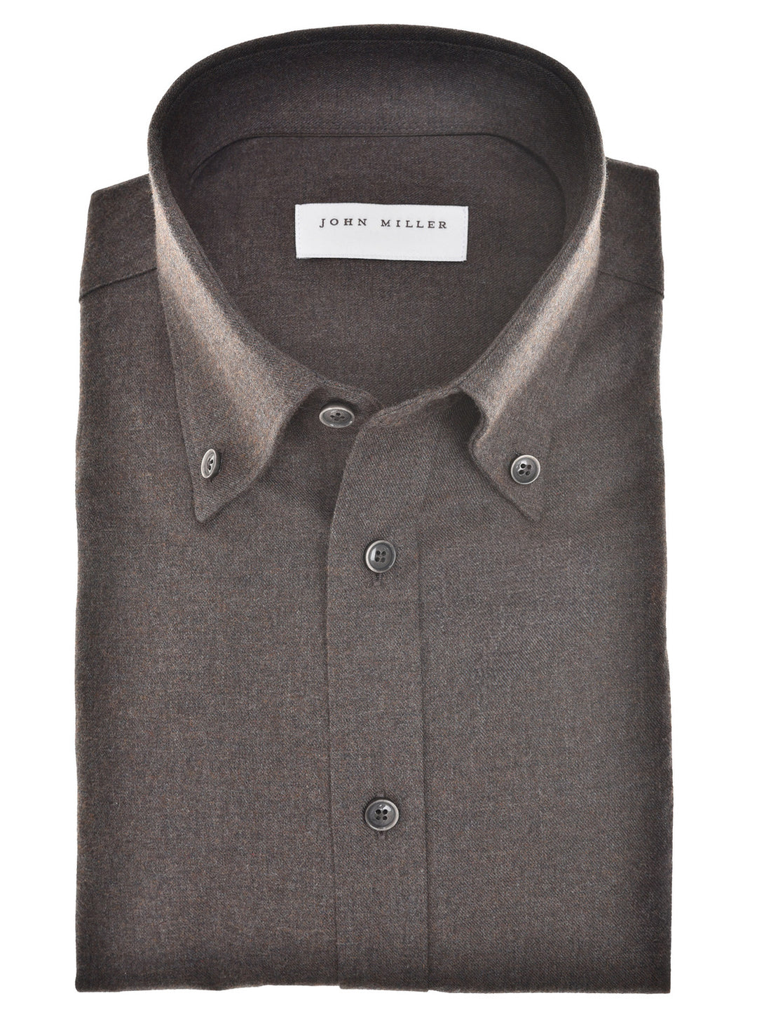 John Miller Tailored Fit Overhemd – Bruin-100% katoen-HEREN SHIRTS-Bruin