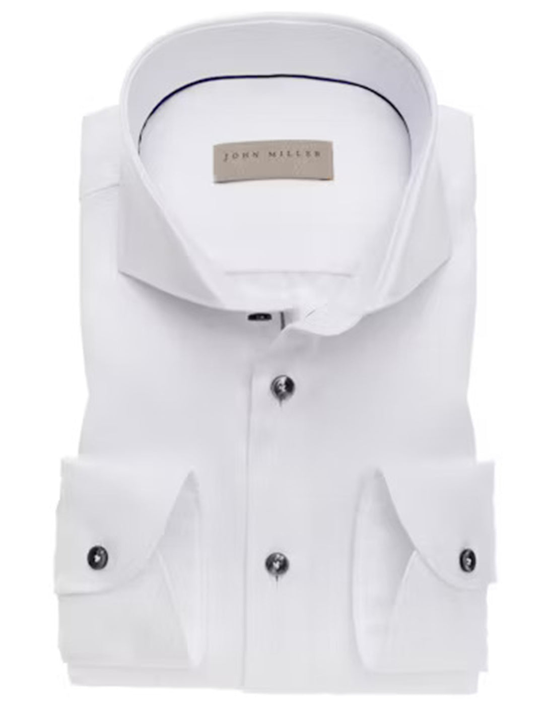 John Miller Tailored fit overhemd wit-HEREN SHIRTS-Wit