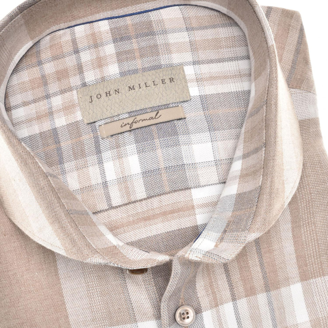 John Miller tailored fit shirt-100% katoen-HEREN SHIRTS-Beige