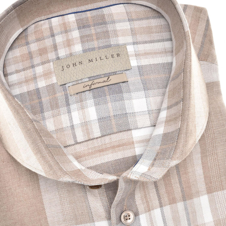 John Miller tailored fit shirt-100% katoen-HEREN SHIRTS-Beige