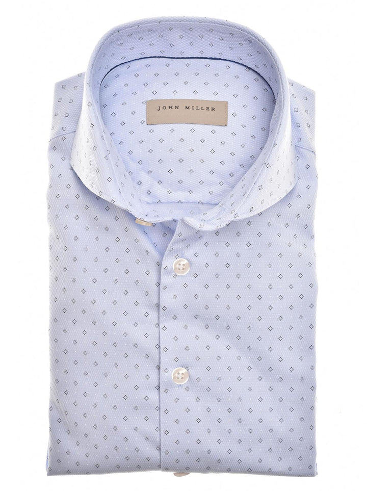 John Miller tailored fit shirt-100% katoen-HEREN SHIRTS-Blauw