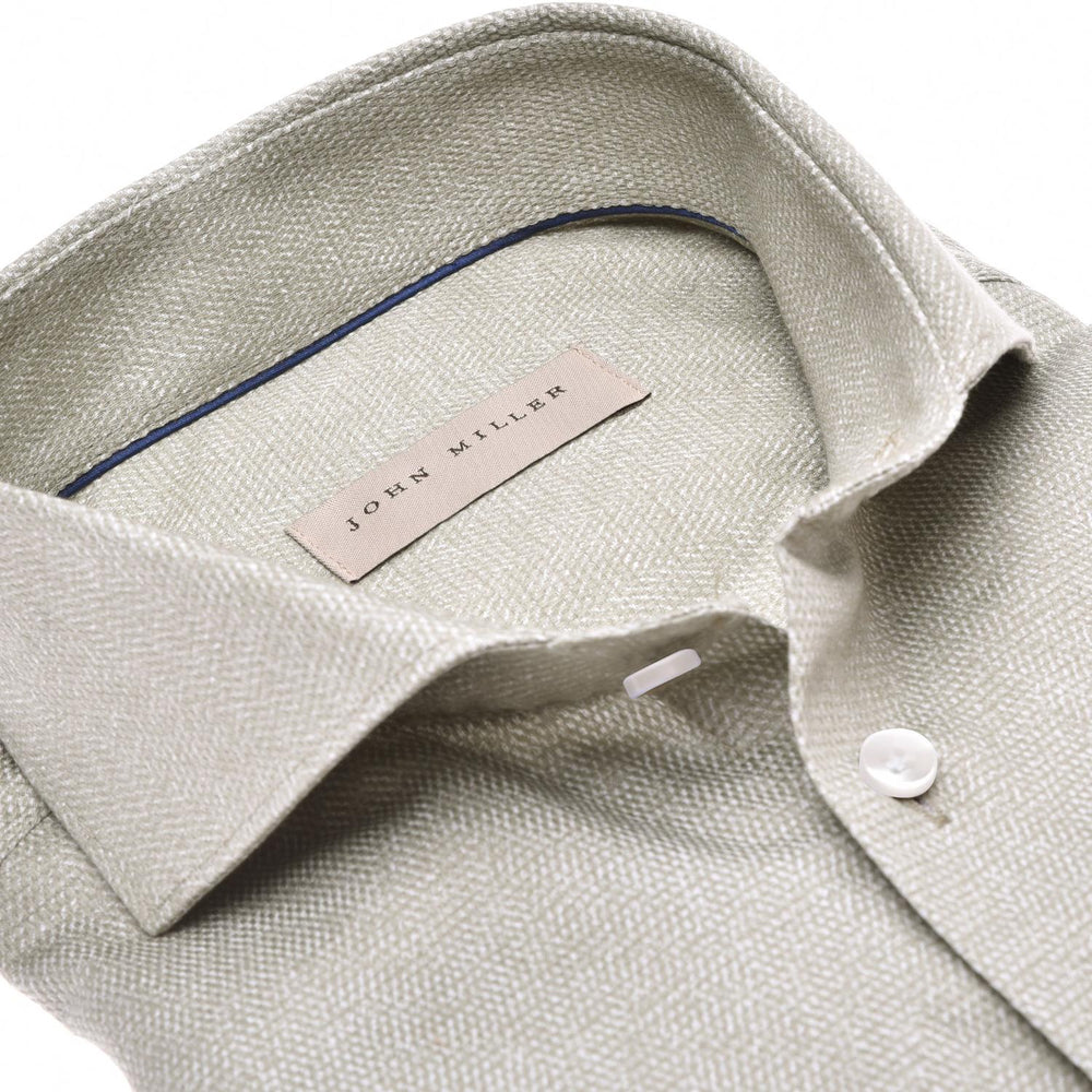 John Miller tailored fit shirt-100% katoen-HEREN SHIRTS-Groen