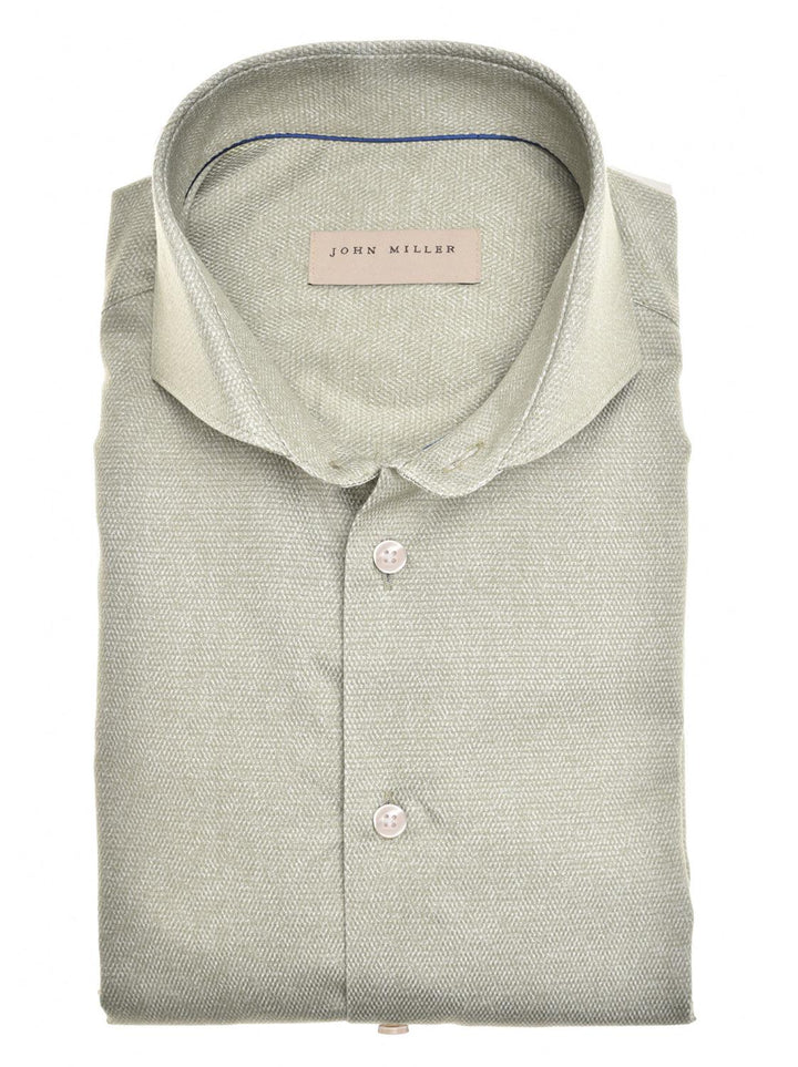 John Miller tailored fit shirt-100% katoen-HEREN SHIRTS-Groen
