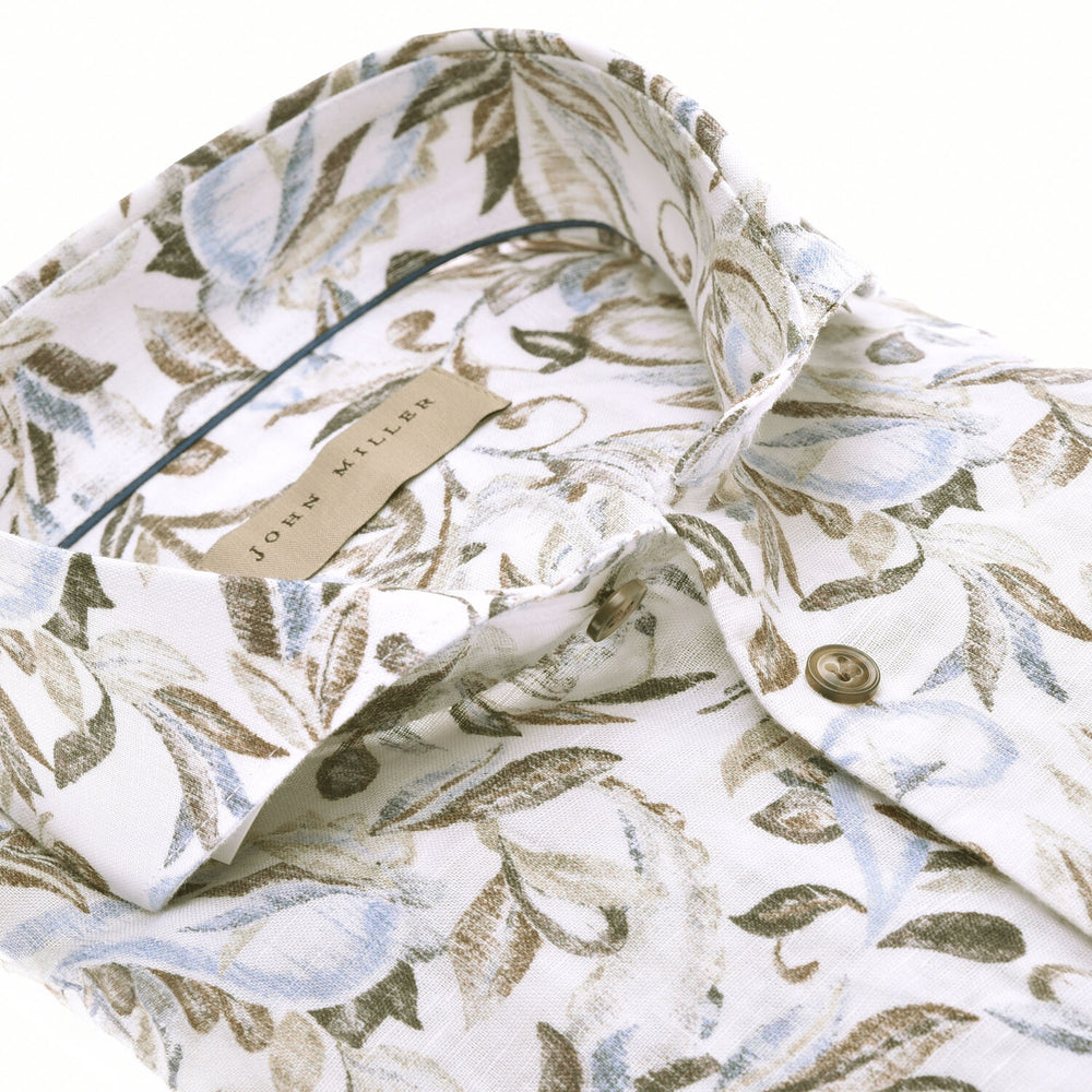 John Miller tailored fit shirt -60% linnen, 40% katoen-HEREN SHIRTS-Blauw