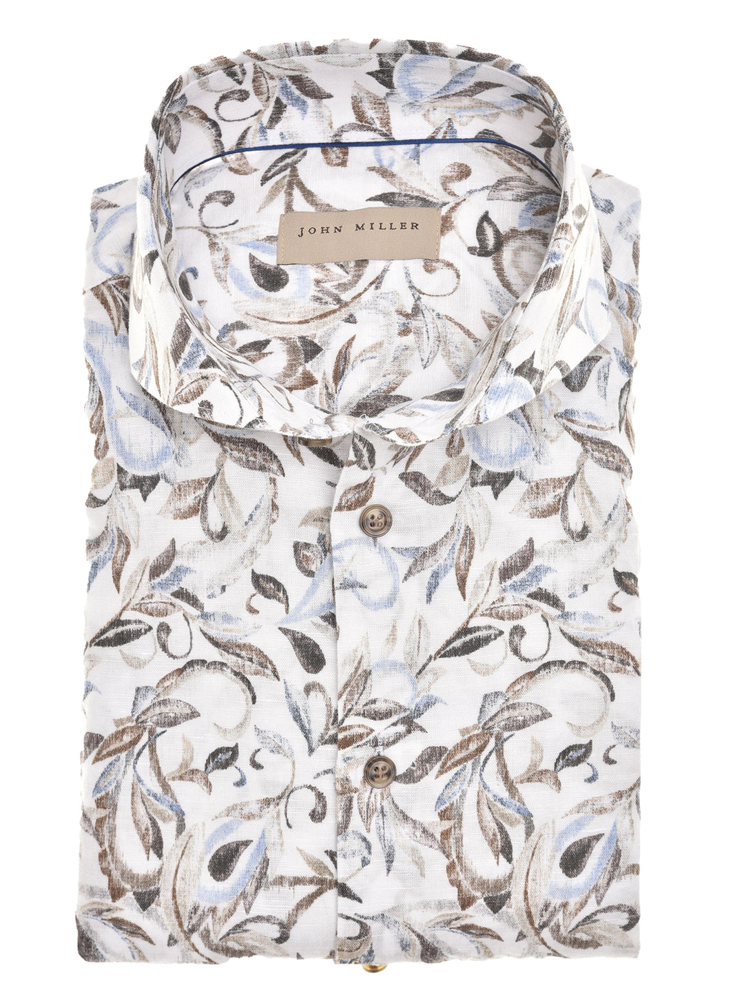 John Miller tailored fit shirt -60% linnen, 40% katoen-HEREN SHIRTS-Blauw