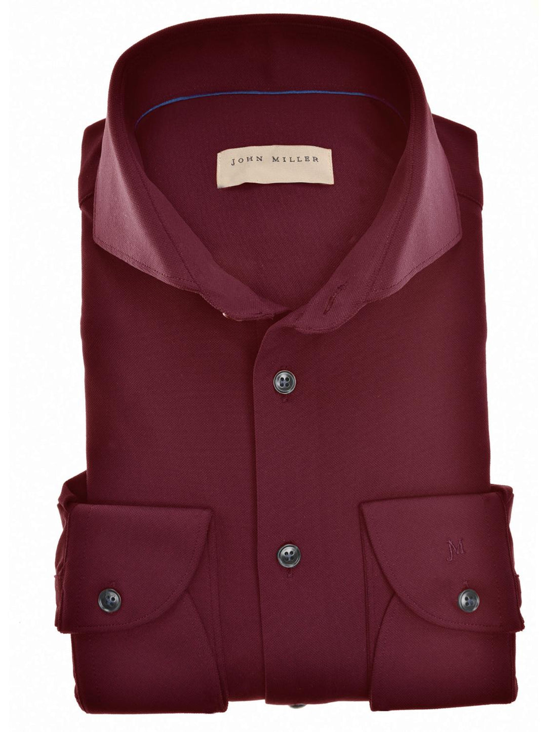 John Miller Tailored fit shirt-89% polyamide, 11% elasthaan-HEREN SHIRTS-Bordeaux