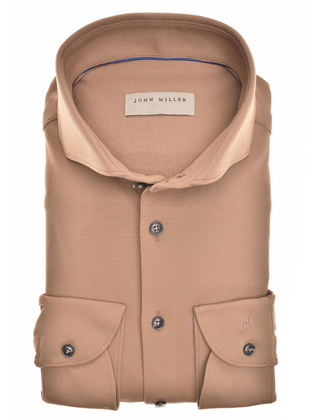 John Miller tailored fit shirt-89% polyamide, 11% elasthaan-HEREN SHIRTS-Bruin